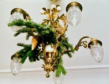 HINGUCKER! Decken-Leuchter (ca.1880), hohe R&auml;ume, Messing/Marmor/Glas, schwer