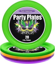 Party Essentials 20 Count Hard Plastic Round Party/Luncheon Plates, 9-Inch, Mard