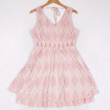 American Rag Sleeveless Lace Dress Size L Pink Coquette Cottagecore Romantic