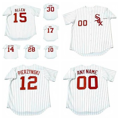 Custom No Brand/No Logos Men's White Sox Stripes Stitched Throwback Jersey S-5XL
