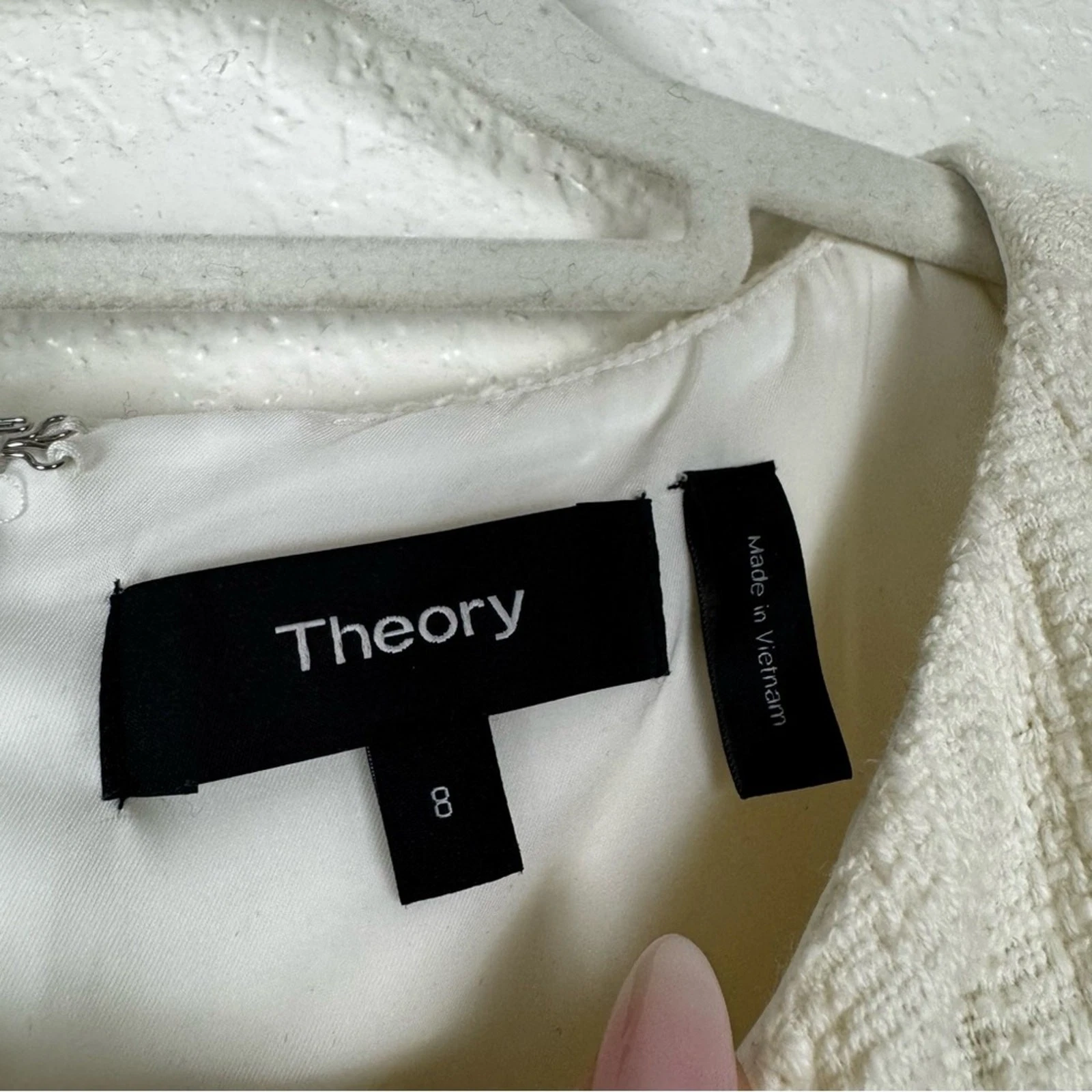 OFF WHITE Abito classico svasato Theory Off White Cailen tweed misto cotone taglia 8