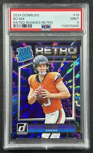 BO NIX PSA 9 2024 PANINI DONRUSS #19 RETRO RATED ROOKIE BRONCOS 445