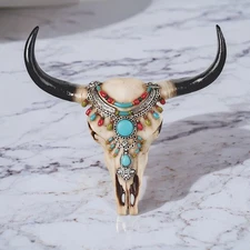 11"W Buffalo Skull Animal Head Wall Plaque Decor Ornament Home Decor Unique Gift