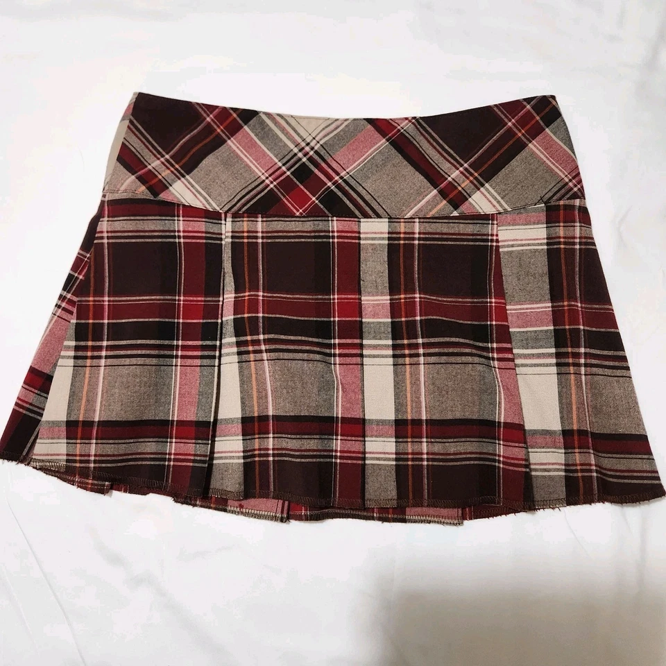 Vintage Y2K Early 2000's Grunge Plaid Mini Skirt Ocean Drive Medium With Snaps - Image 4 of 4