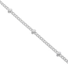 Made in ITALY 925 Silver 2mm Bead Station Chain Anklet