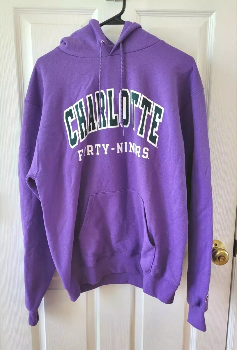 Champion Eco Hoodie Sweatshirt Adult Size Medium Purple Charlotte 49ers  Pouch