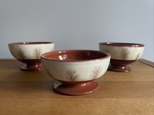 3 Vintage Richard Phethean Studio Pottery Mocha Ware Footed Bowls