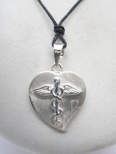 Ordre Des Pharmaciens: Pendentif Cœur en Argent 925- Pendentif Caducée Pharmacie