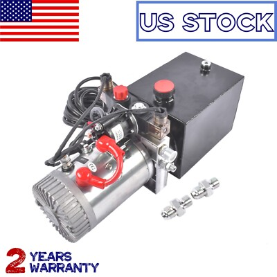 #ad 4 Quart Double Acting Hydraulic Pump DC 12V 22MPA 3200PSI for Dump Trailer SAE#6 $173.49