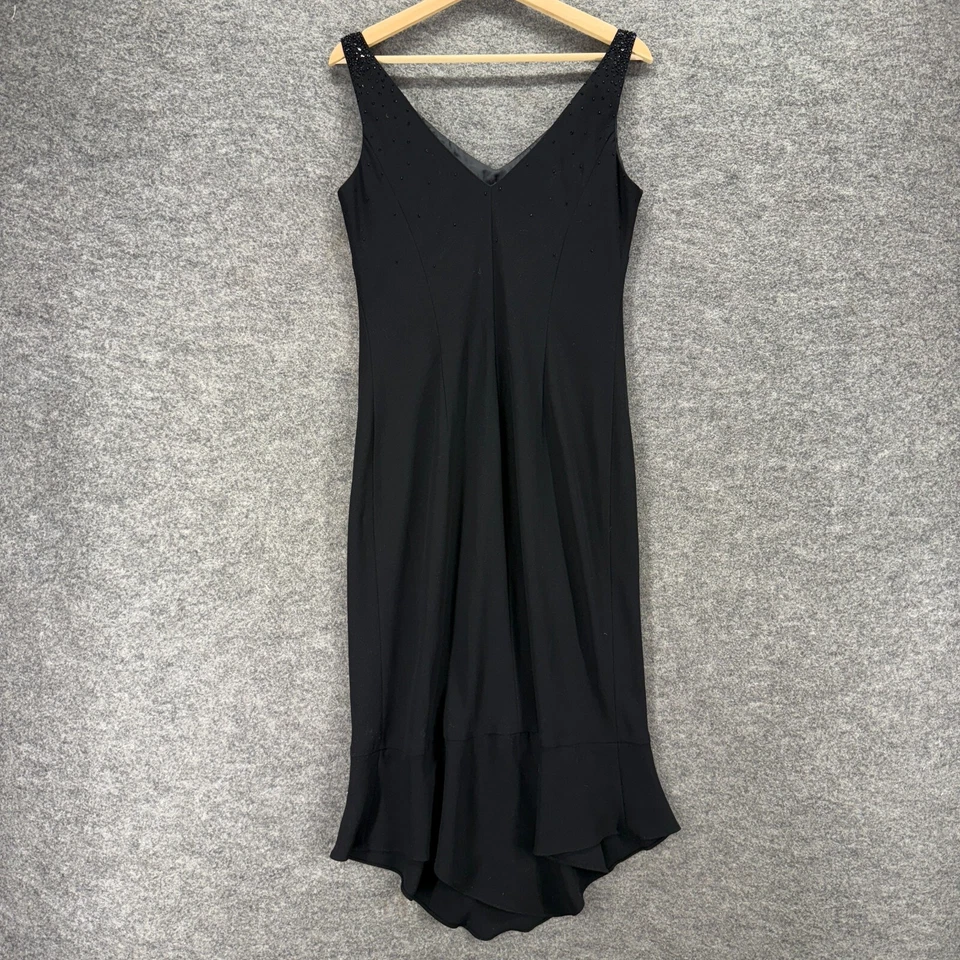 Vestido Evan Picone Mujer 12 Negro Cambio Midi Cuello en V Sin Mangas Estrás Forrado Foto 2 de 4