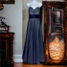 Adrianna Papell Women  s Navy Blue Sweatheat Neckline Gown Dress Size 10