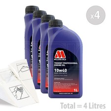 Car Engine Oil Service Kit / Pack 4 LITRES Millers Trident Pro 10w-40 4L 8.49 per litre