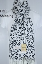 Women's Pashmina Scarf Shawl Cheetah Leopard Print,Black White,Silk Cashmere