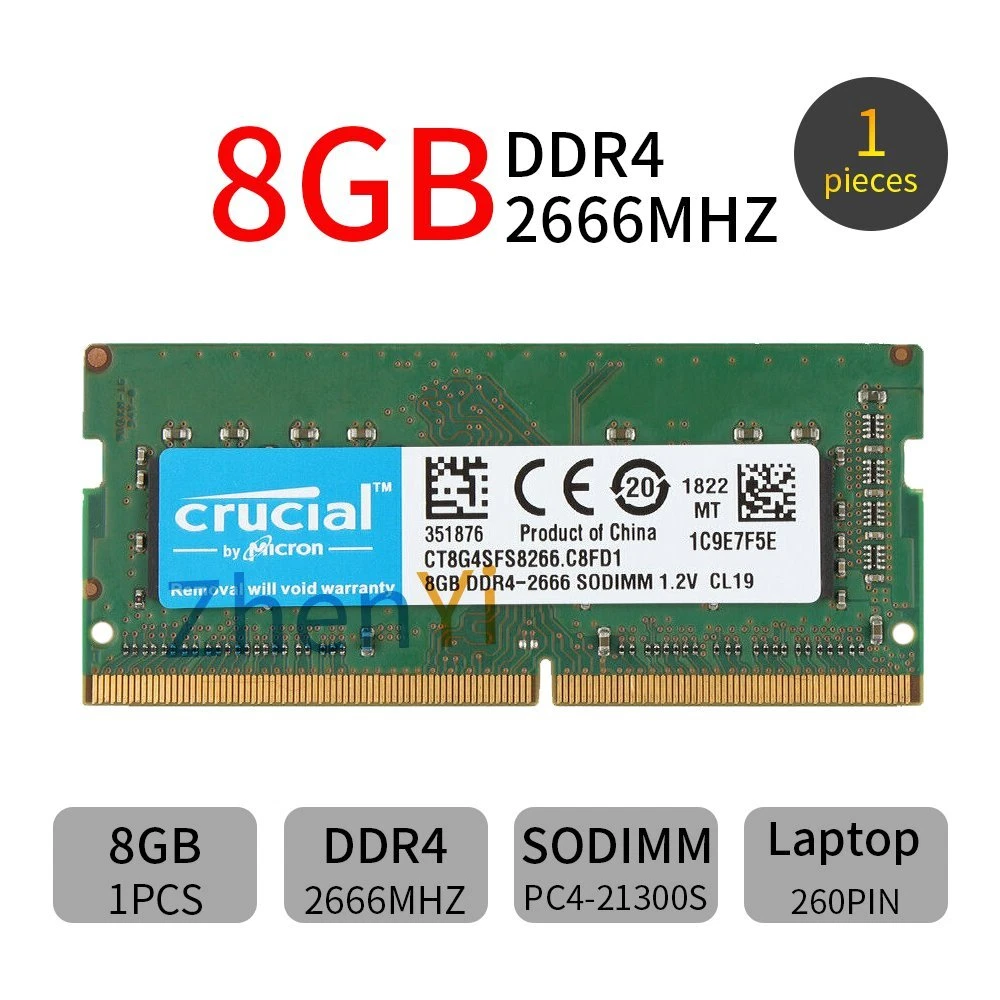 Crucial 8GB DDR4 2666MHz PC4-21300 1.2V 260Pin SODIMM Laptop RAM Memory  SDRAM BT