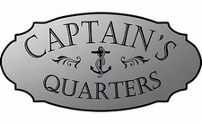 Stainless Steel color "Captain's Quarters" nautical boat door sign Free Shipping