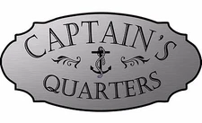 Stainless Steel color "Captain's Quarters" nautical boat door sign Free Shipping