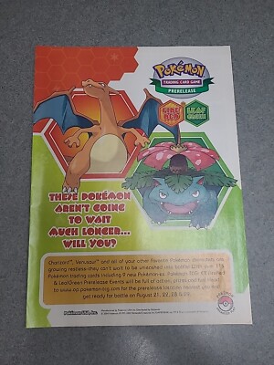 Pokemon Fire Red Leaf Green Ex Pre-release TCG Print Ad 2004 8x11 Great To Frame