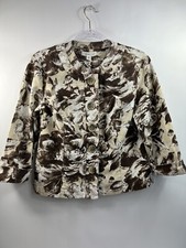 Coldwater Creek Floral Blazer Women s Size 8 Button Down 3/4 Sleeves