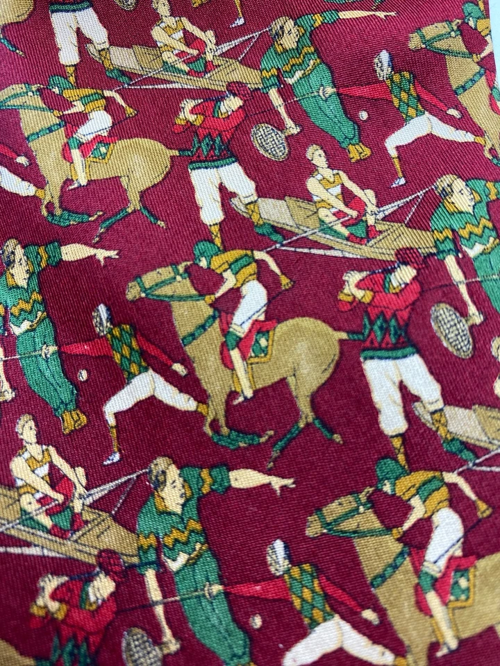 Corbata deportiva de seda para hombre Salvatore Ferragamo tenis de remo ecuestre Foto 2 de 4