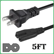 5Ft 2 Prong Polarized Power Cord for Vizio LED TV Smart HDTV AC Wall Cable