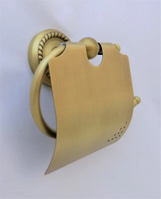 Toilettenpapierhalter mit Deckel Messing gold gebürstet Nero Bad Serie Vintage - Bild 1 von 4
