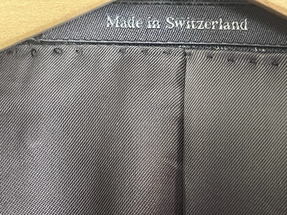 Terno masculino Ermenegildo Zegna listra marrom viajante 2 peças lã seda 34x32 44L EUA - Imagem 3 de 4