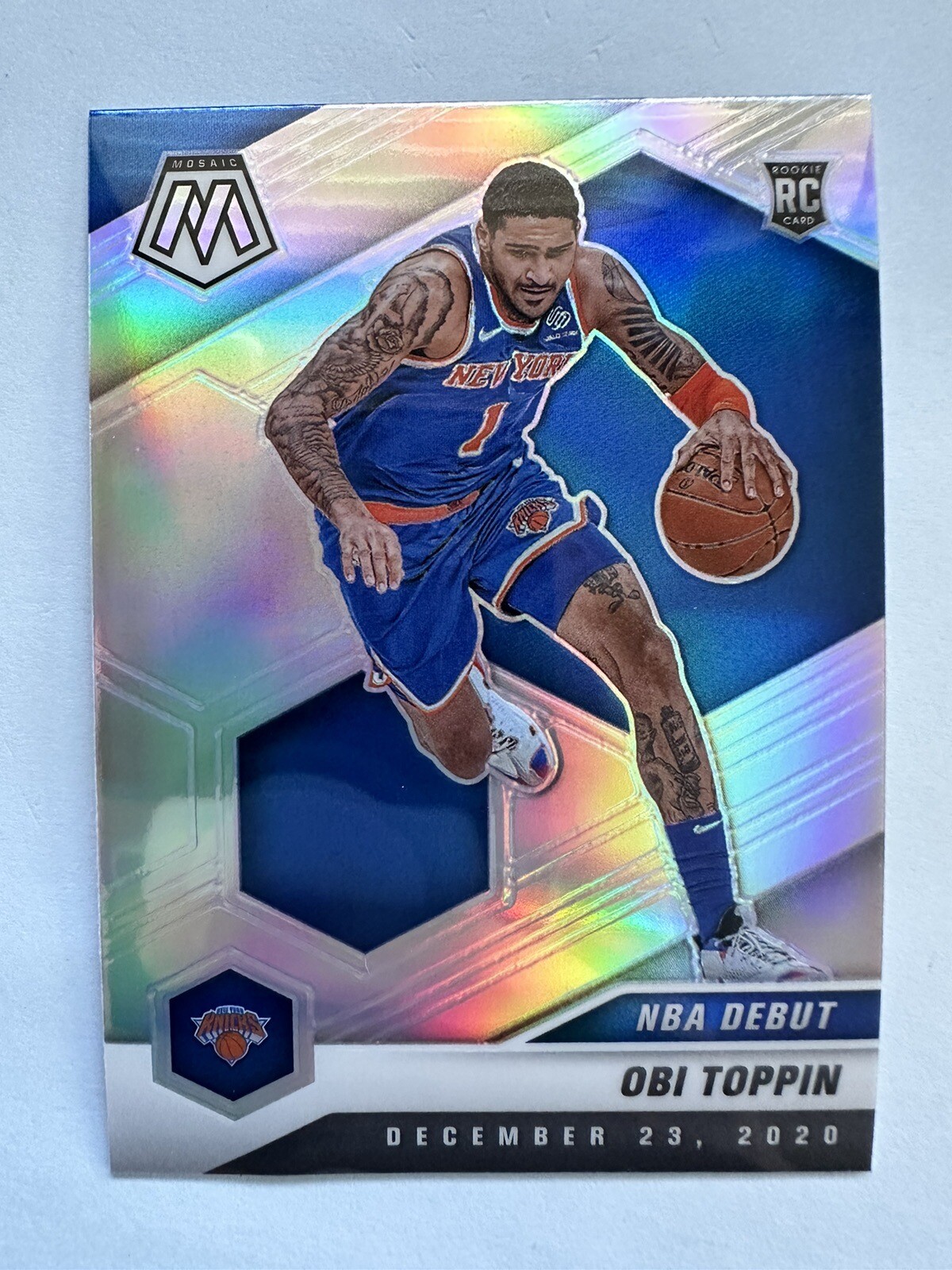 2020-21 Panini Mosaic NBA Debut Silver Prizm Obi Toppin #273 Rookie RC Knicks
