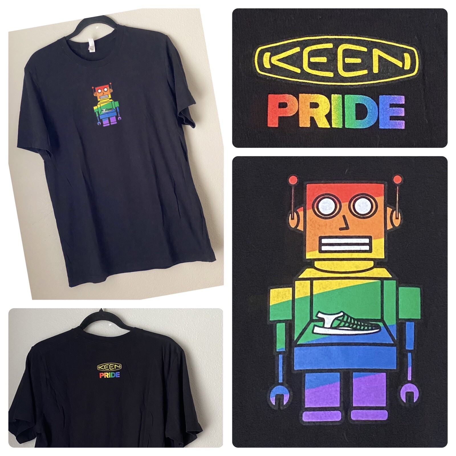Keen Rainbow Pride Camicia Nera M Robot LGBTQ Sandali Uneek