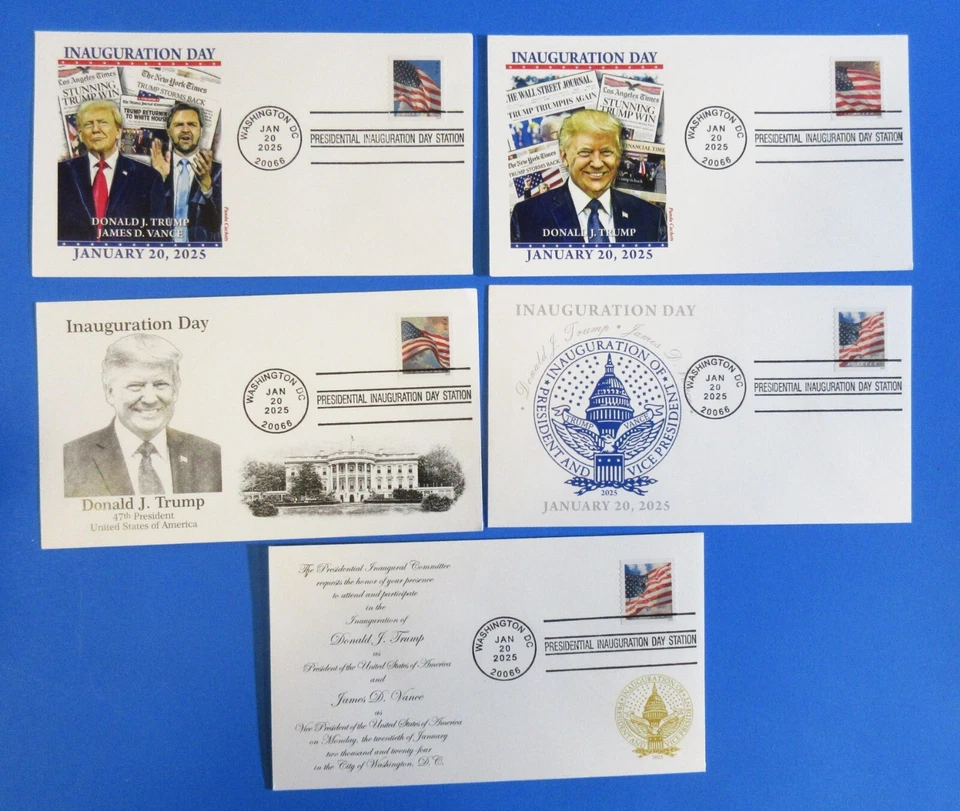 DONALD J. TRUMP, JD VANCE 2025 PRESIDENTIAL INAUGURATION SET OF 5,  PANDA CACHET - Image 2 of 2