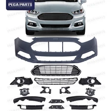 For 2013-2016 Ford Fusion Front Bumper Cover Grille Fog Lights Bezels Brackets