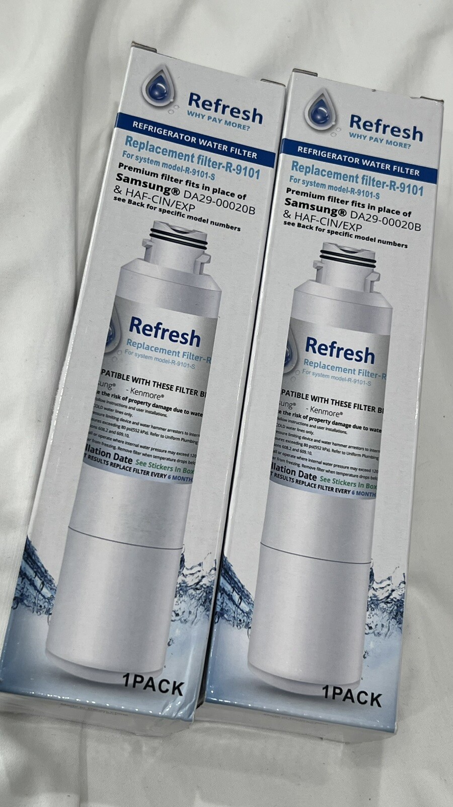 Lot of 2 Refresh R-9101 Replacement Refrigerator Filters for Samsung with Free Shipping