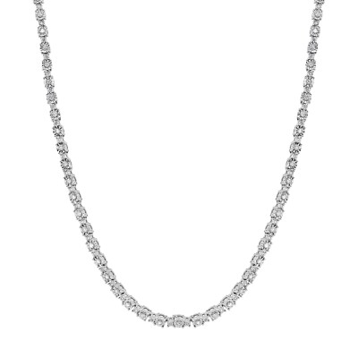 1,00 cttw, Illusion Set Sterlingsilber runder Diamant Tennis Halskette für Frauen