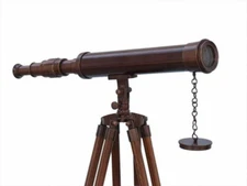 Nautical Retro Floor Standing Telescope Wood Stand Adjustable Antique Home Décor