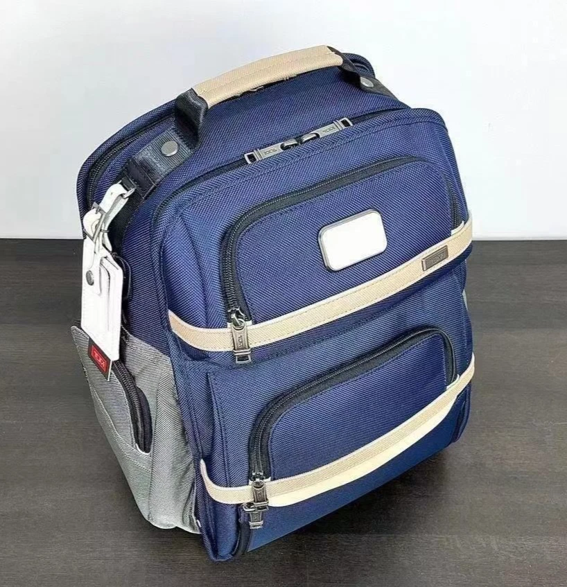 Tumi Alpha 3 Brief Pack Backpack Navy white Shoulder Bag Business Nylon Outlet - Image 3 of 4