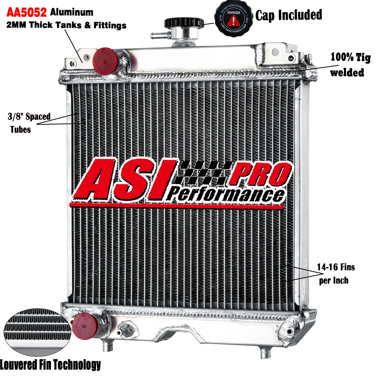 Aluminum Radiator for Kubota Compact Tractor Core Size 13.7'' W x 13.77'' H