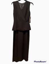 Vtg Stephanie Erin Dress Womens 6 Black Minimalist Classic Mob Wife USA NWT