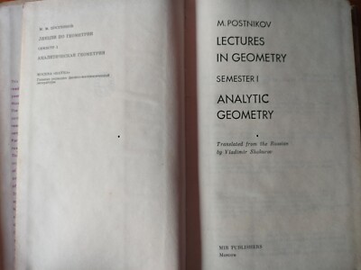 Lectures in Geometry Semester I Analytic Postnikov Mir publishers