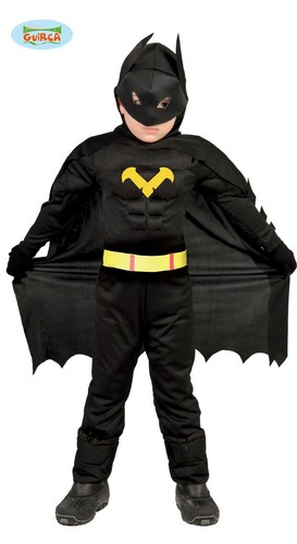 COSTUME CARNEVALE SUPEREROE NERO VESTITO BAMBINO GUIRCA BATMAN UOMO  PIPISTRELLO | eBay