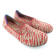 ROTHY'S Size Kids 4 or 36 Eur 6 US Red Zebra Round Toe Soft Fabric Flats Shoes