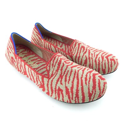 ROTHY'S Size Kids or 36 Eur US Red Zebra Round Toe Soft Fabric Flats  Shoes