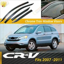 Fits Honda CR-V 2007-2011 Chrome Trim Window Vent Visor Wind Guard Deflector