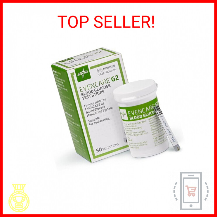 Medline EvenCare G2 Blood Glucose Test Strips, Selftesting with G2