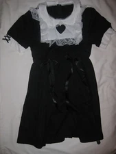 Romwe kawaii heart cutout lace trim collar dress S black & white nwt goth