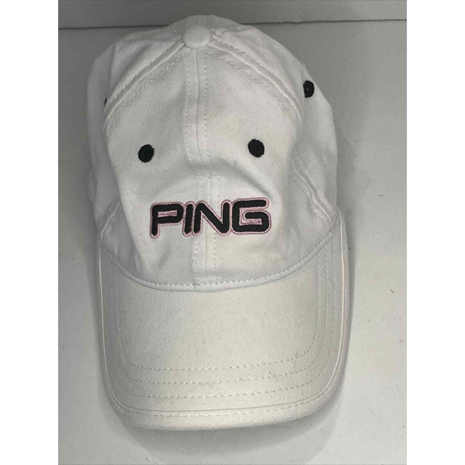 Cappello da golf ping rosa e bianco montato taglia unica coda di pony
