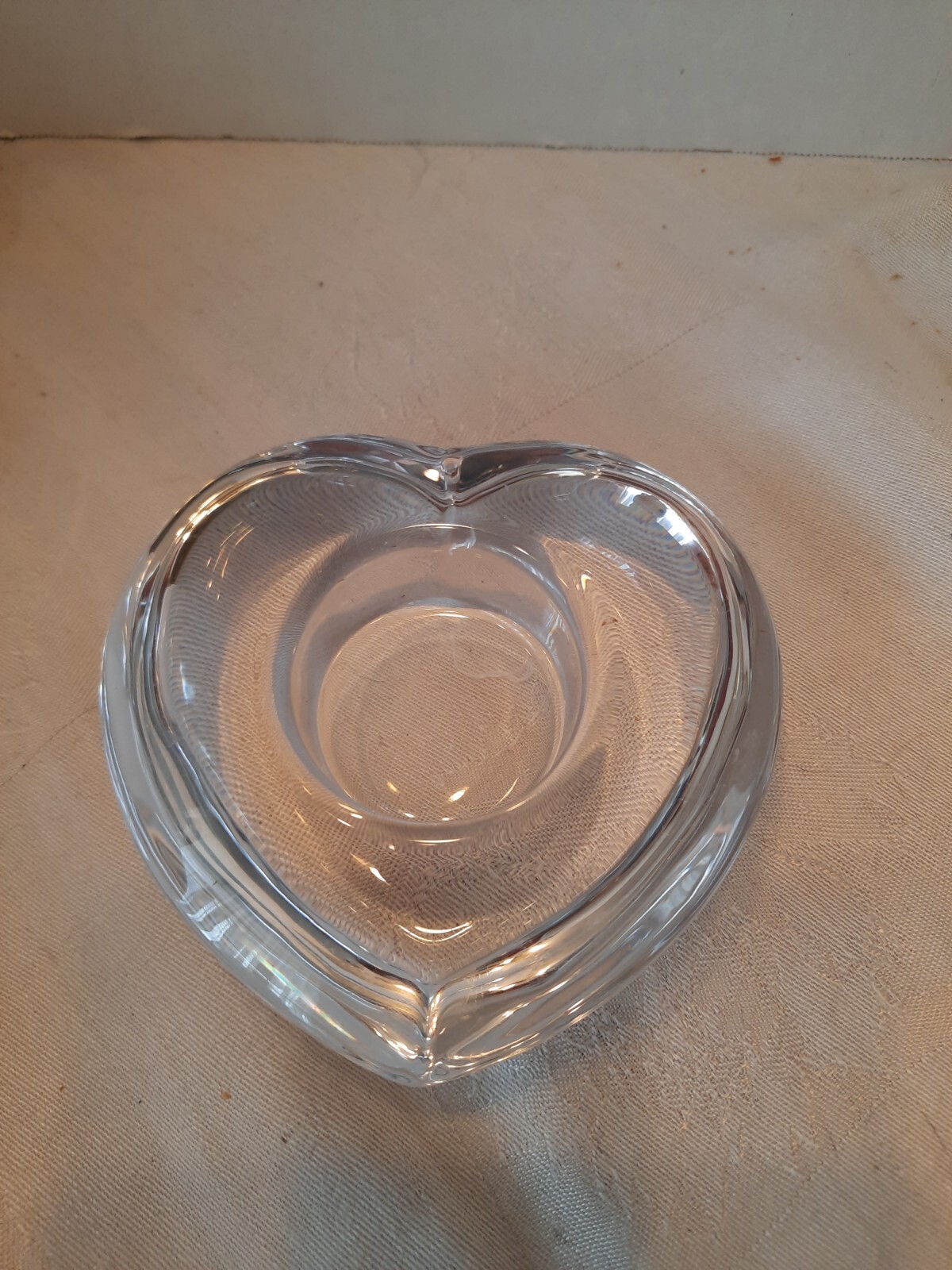1 (One) ORREFORS AMOUR Crystal Heart Votive Candle HolderSigned
