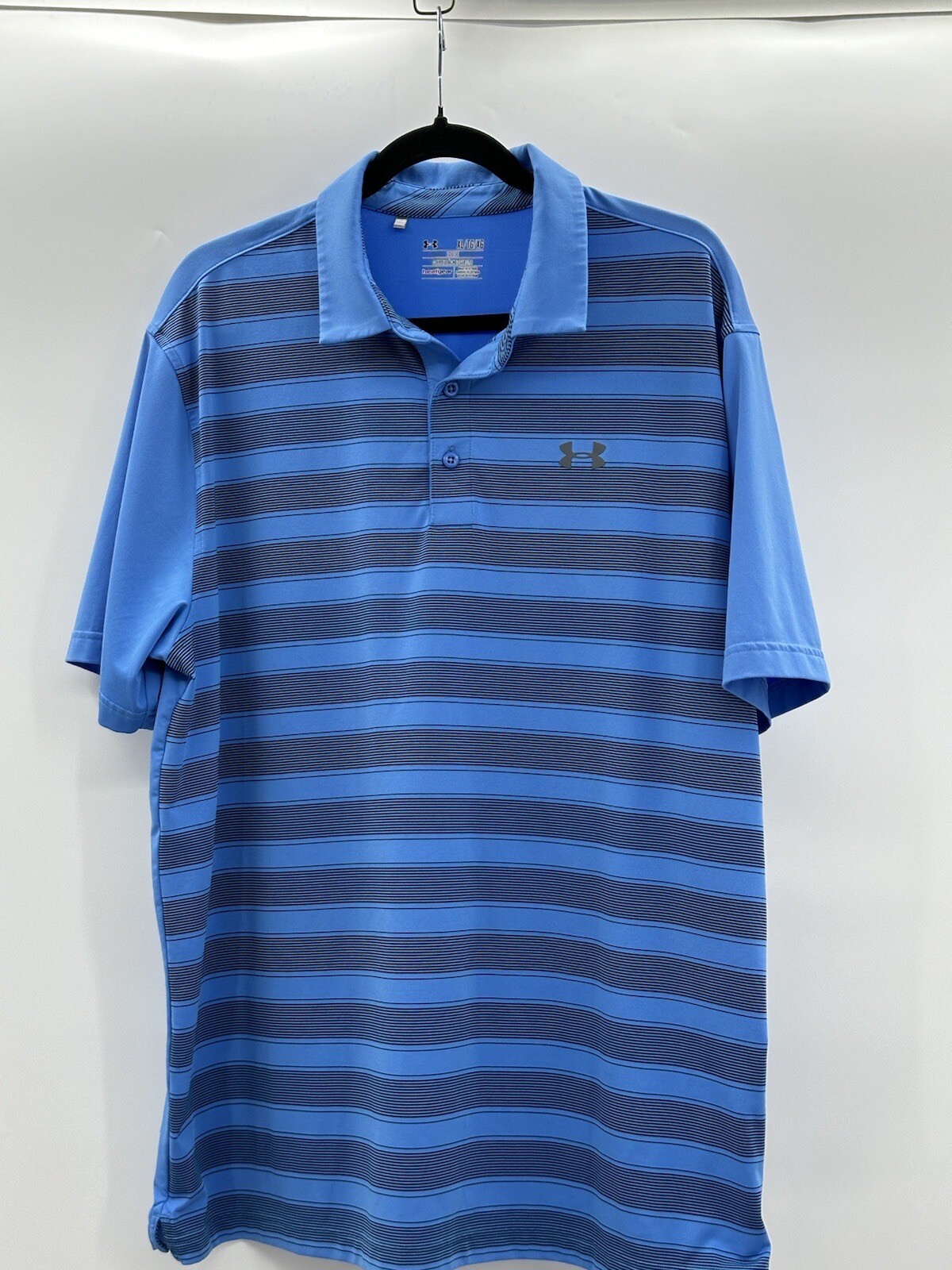 Under Armour Polo Shirt HeatGear Men's XLarge Short Sleeve Loose Striped EUC