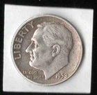 1958 ROOSEVELT Dime - United States 0.10 USA 10 Cents 10C - 90% Percent Silver a