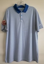 Nike Golf Dri-Fit Mens Blue Standard Fit Striped Performance Polo Shirt Size L