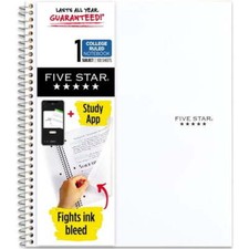 Mead Five Star Wirebound Notebook, 1 Subject, College Ruled, 11" x 8 1/2" ,