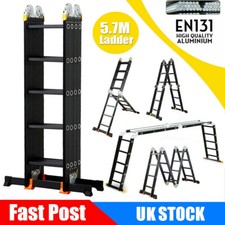5.7M Folding Ladder Aluminium Combination Multi-Purpose Long Extension 4X5 Steps